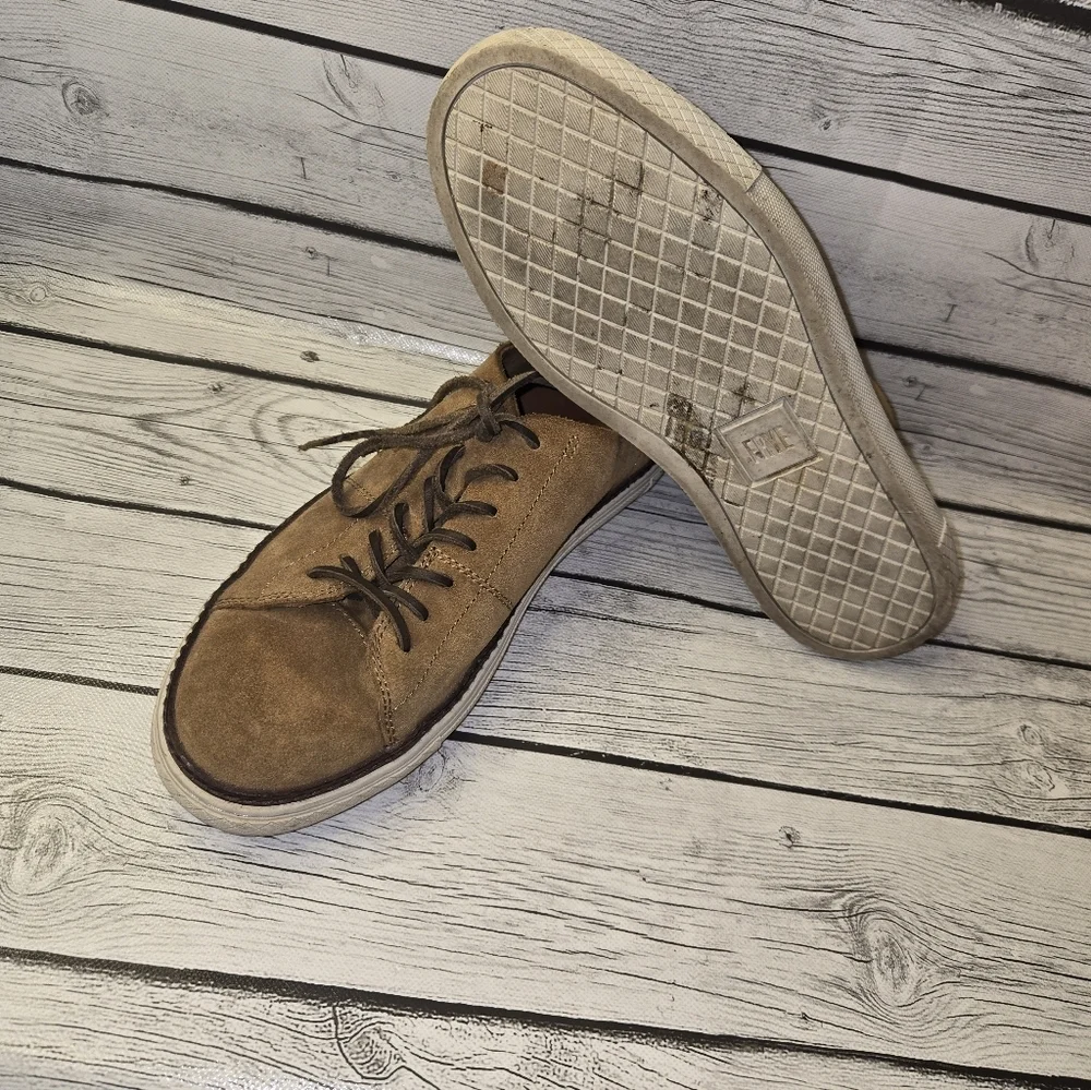 FRYE Men's Size 9.5 Loafers Brown Suede Lace Up Low Top Casual Shoes